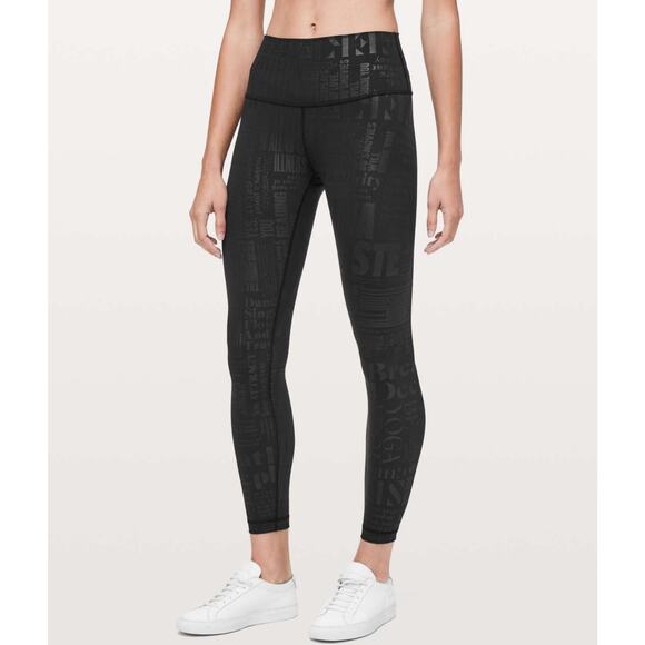 lululemon wunder under hi rise 7/8 tights leggings black 20yr manifesto embossed - Picture 2 of 10
